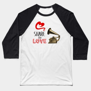 Share the Love Music Illustration with Text Baseball T-Shirt